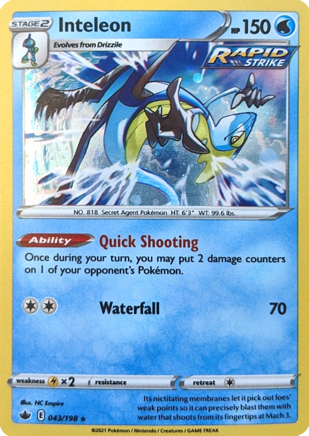 Inteleon (043/198) (Cosmos Holo) [Sword & Shield: Chilling Reign] | Odin's Place