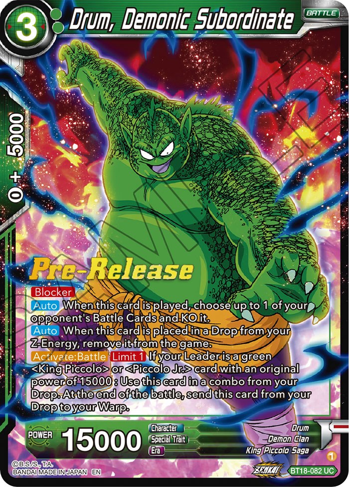 Drum, Demonic Subordinate (BT18-082) [Dawn of the Z-Legends Prerelease Promos] | Odin's Place