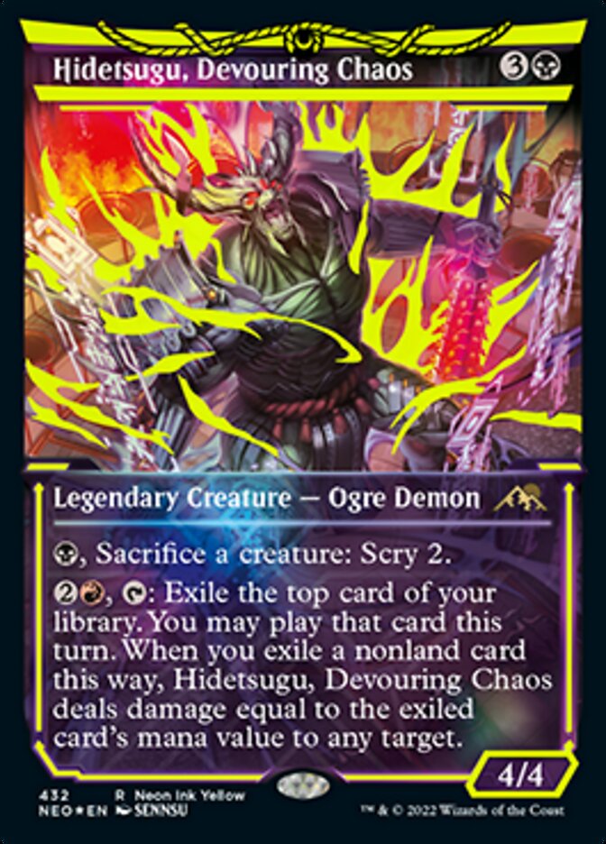 Hidetsugu, Devouring Chaos (Neon Ink Yellow) [Kamigawa: Neon Dynasty] | Odin's Place