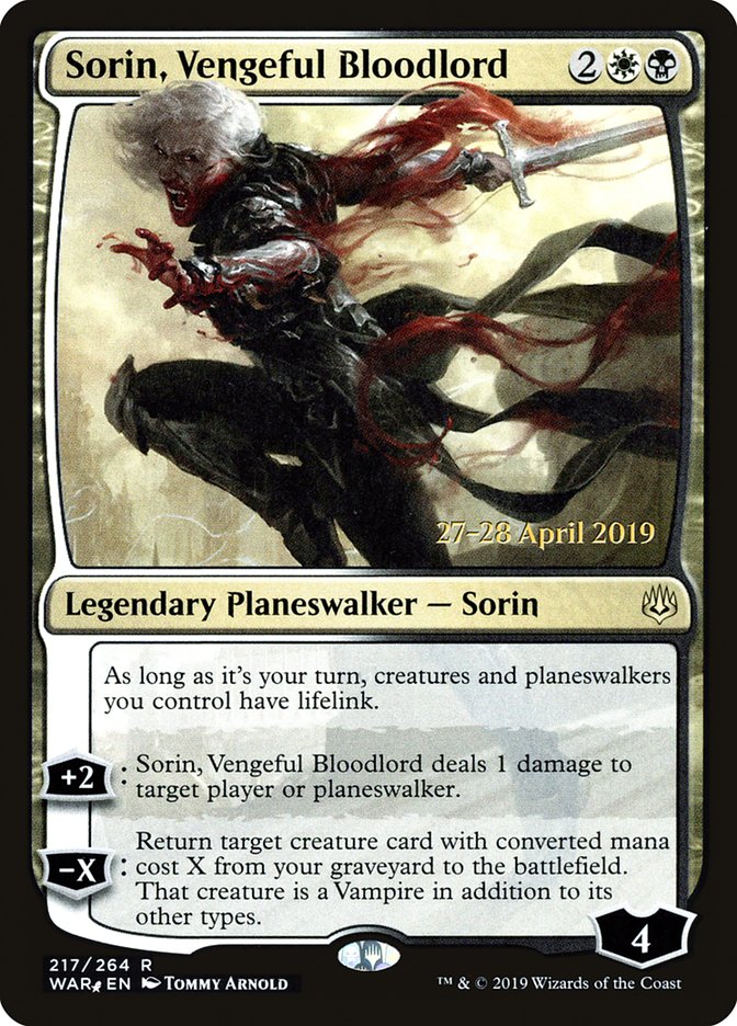 Sorin, Vengeful Bloodlord (217) [War of the Spark Prerelease Promos] | Odin's Place