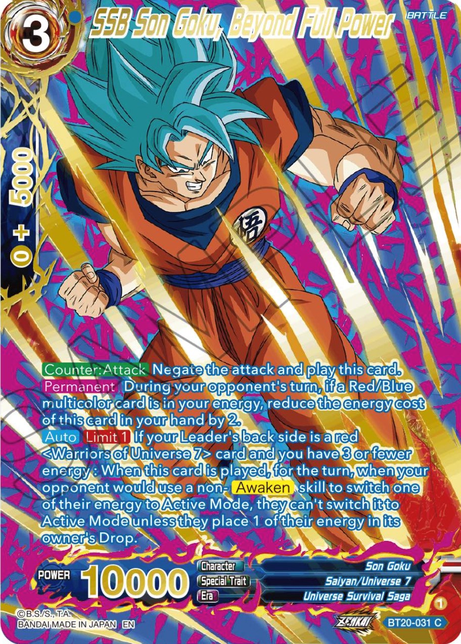 SSB Son Goku, Beyond Full Power (Gold-Stamped) (BT20-031) [Power Absorbed] | Odin's Place