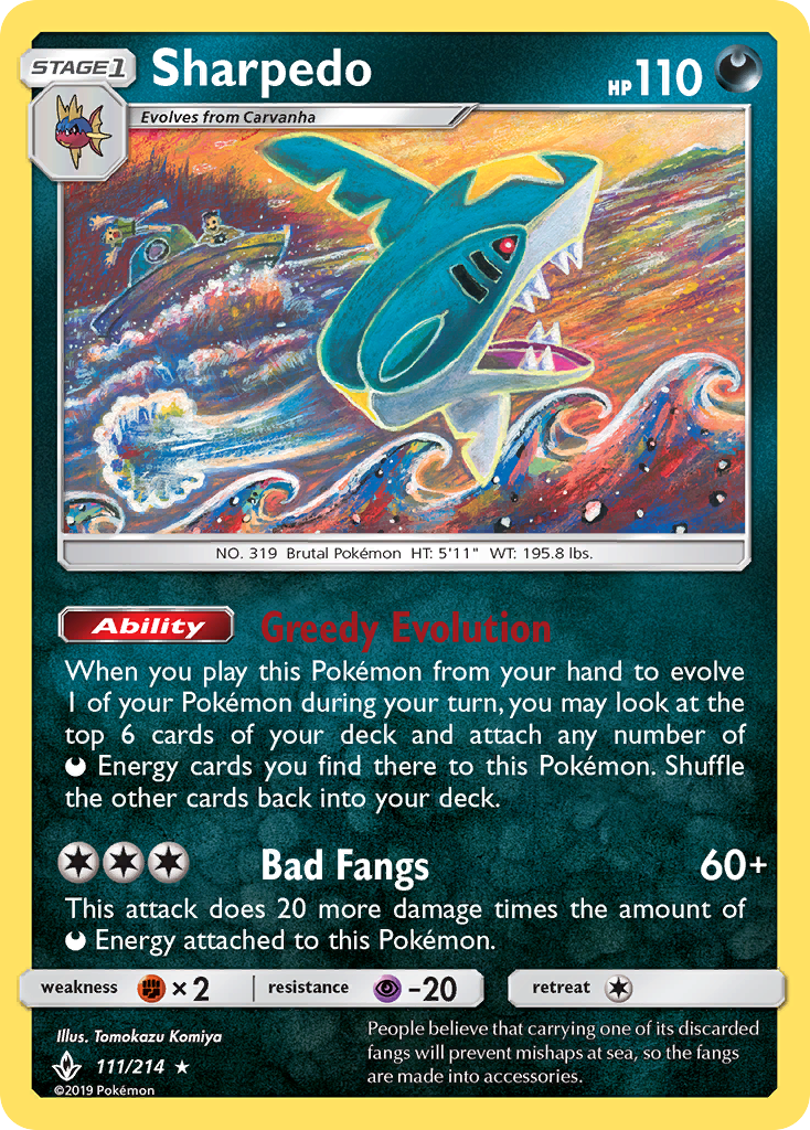 Sharpedo (111/214) [Sun & Moon: Unbroken Bonds] | Odin's Place