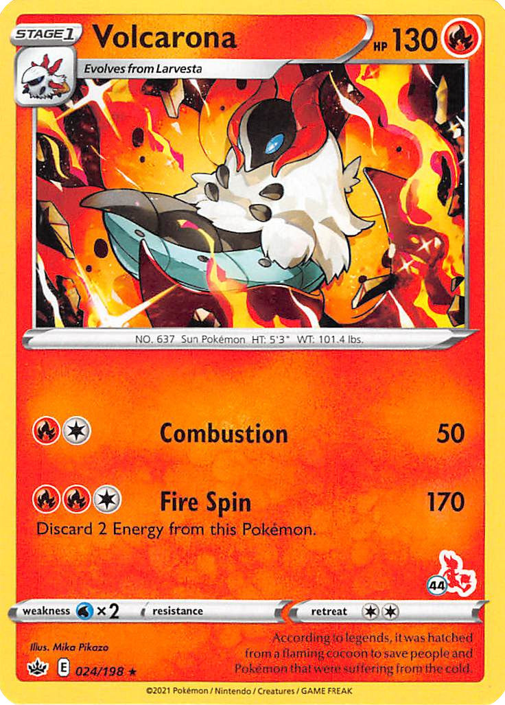 Volcarona (24/198) (Cinderace Stamp #44) [Battle Academy 2022] | Odin's Place