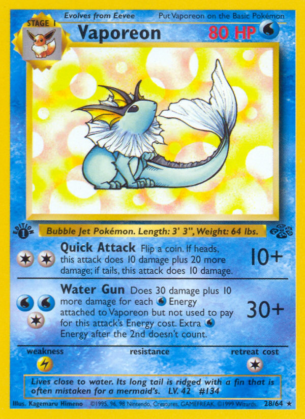 Vaporeon (28/64) [Jungle 1st Edition] | Odin's Place