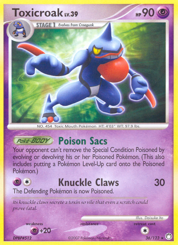 Toxicroak (36/123) [Diamond & Pearl: Mysterious Treasures] | Odin's Place