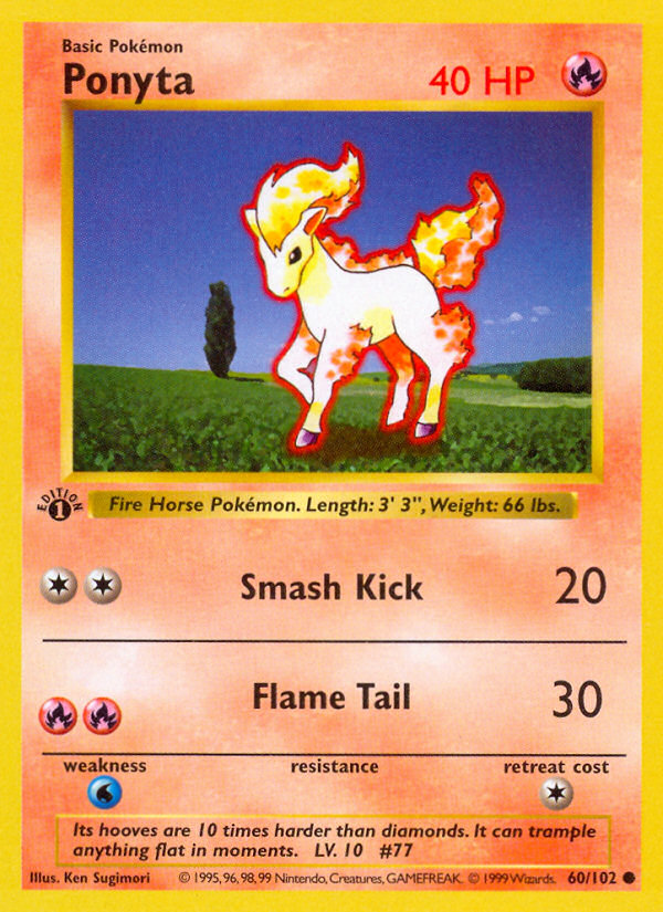 Ponyta (60/102) (Shadowless) [Base Set 1st Edition] | Odin's Place