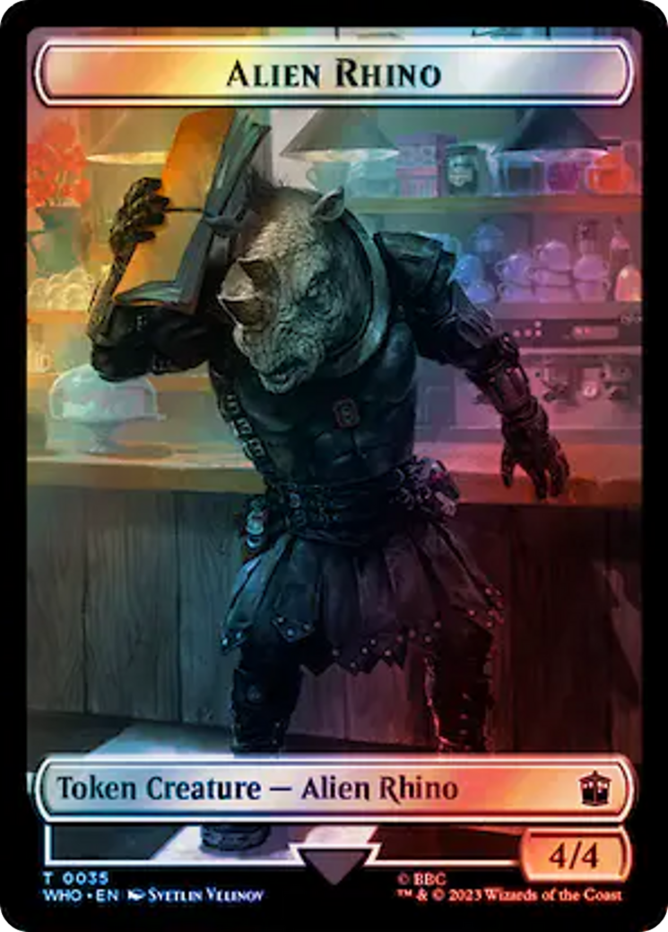 Alien Rhino // Clue (0055) Double-Sided Token (Surge Foil) [Doctor Who Tokens] | Odin's Place