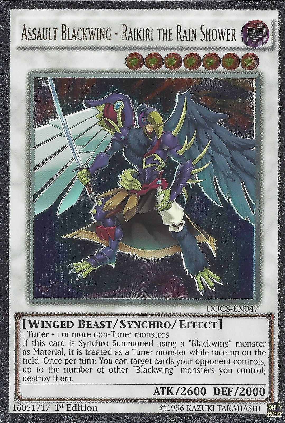 Assault Blackwing - Raikiri the Rain Shower (UTR) [DOCS-EN047] Ultimate Rare | Odin's Place