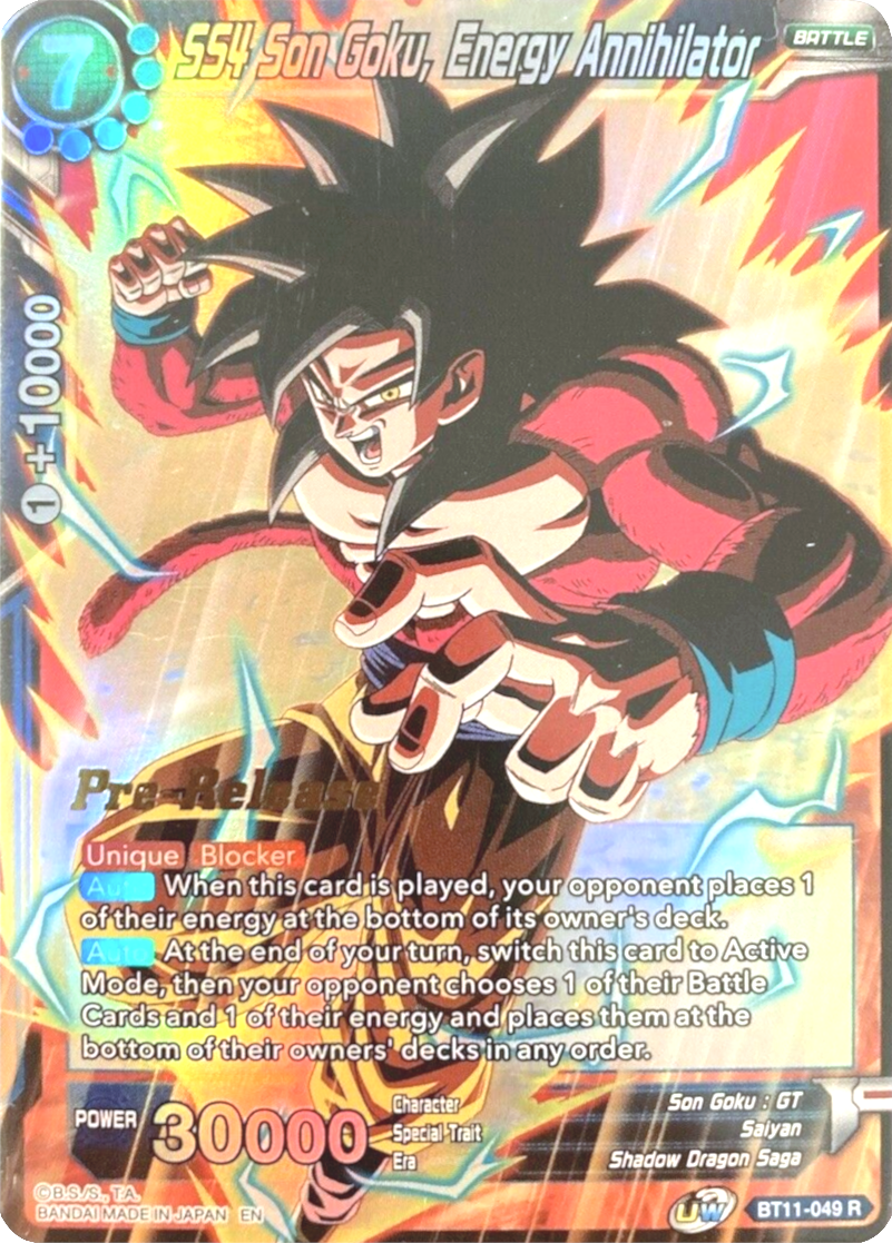 SS4 Son Goku, Energy Annihilator (BT11-049) [Vermilion Bloodline Prerelease Promos] | Odin's Place