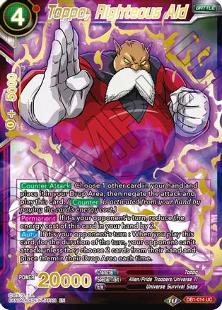 Toppo, Righteous Aid (Gold Stamped) (DB1-014) [Mythic Booster] | Odin's Place