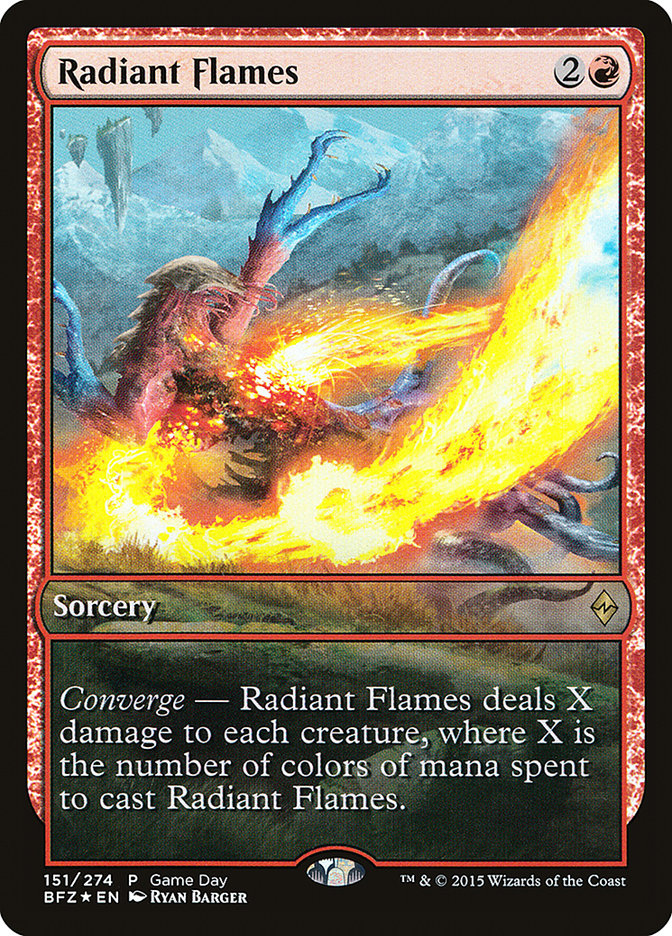 Radiant Flames (151) (Game Day) [Battle for Zendikar Promos] | Odin's Place