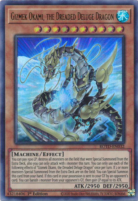 Gizmek Okami, the Dreaded Deluge Dragon [ROTD-EN032] Ultra Rare | Odin's Place