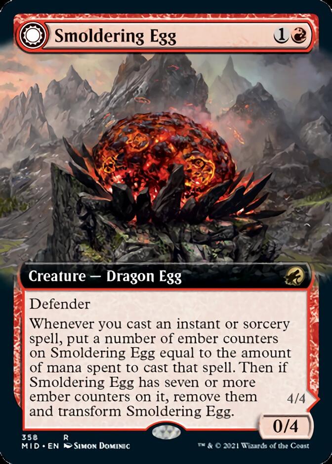 Smoldering Egg // Ashmouth Dragon (Extended Art) [Innistrad: Midnight Hunt] | Odin's Place