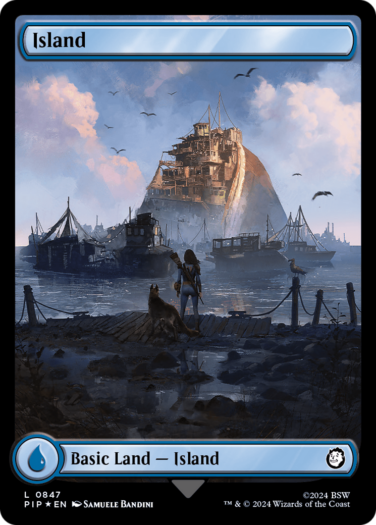 Island (0847) (Surge Foil) [Fallout] | Odin's Place