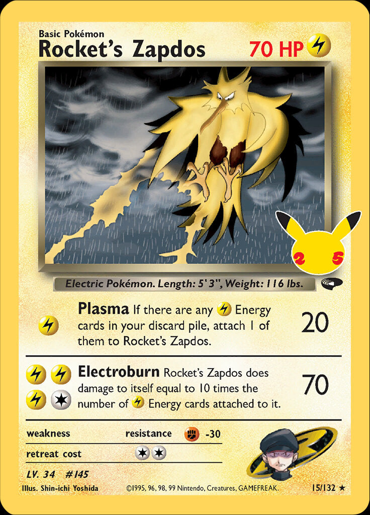 Rocket's Zapdos (15/132) [Celebrations: 25th Anniversary - Classic Collection] | Odin's Place