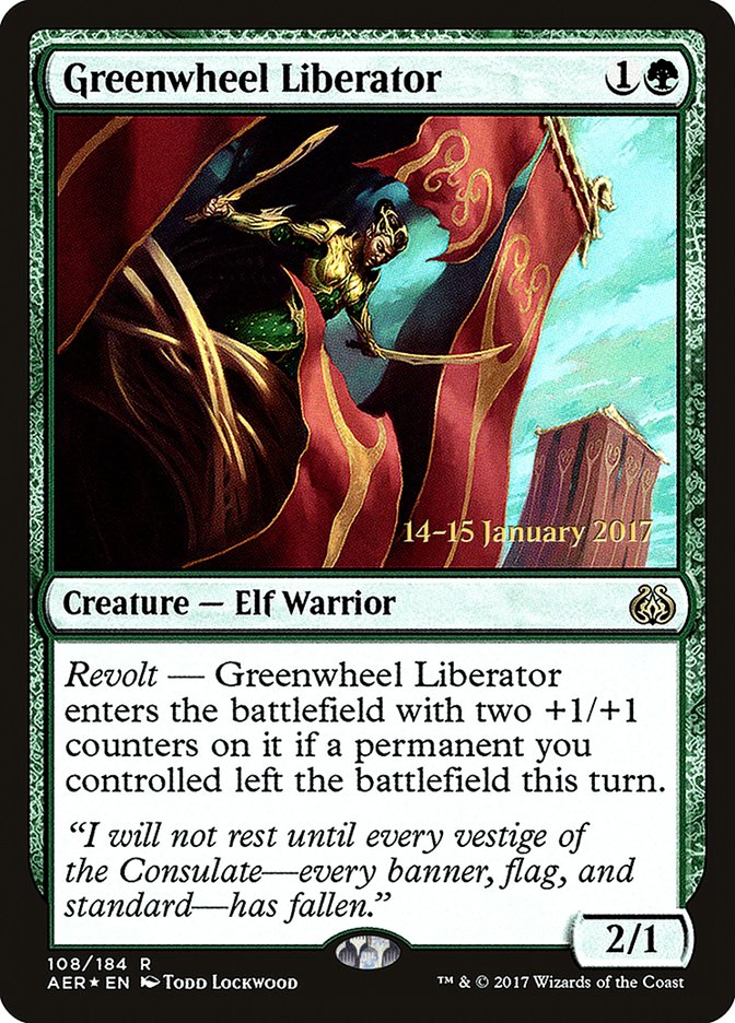 Greenwheel Liberator (108) [Aether Revolt Prerelease Promos] | Odin's Place