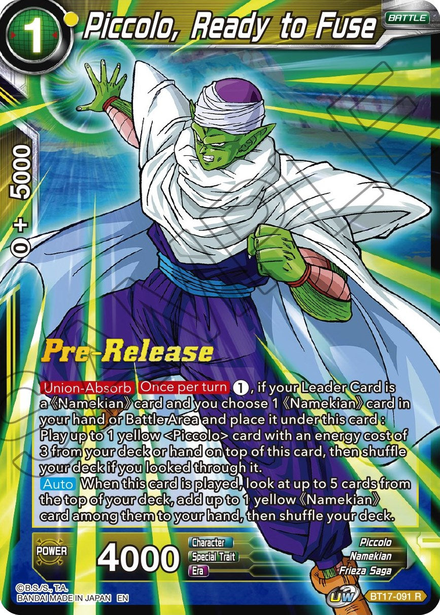 Piccolo, Ready to Fuse (BT17-091) [Ultimate Squad Prerelease Promos] | Odin's Place
