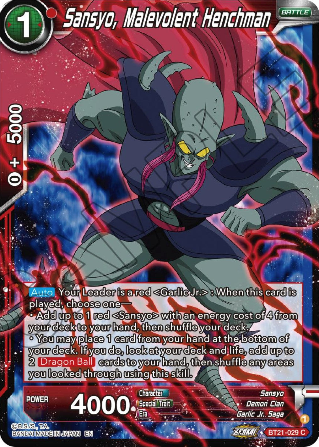 Sansyo, Malevolent Henchman (BT21-029) [Wild Resurgence] | Odin's Place