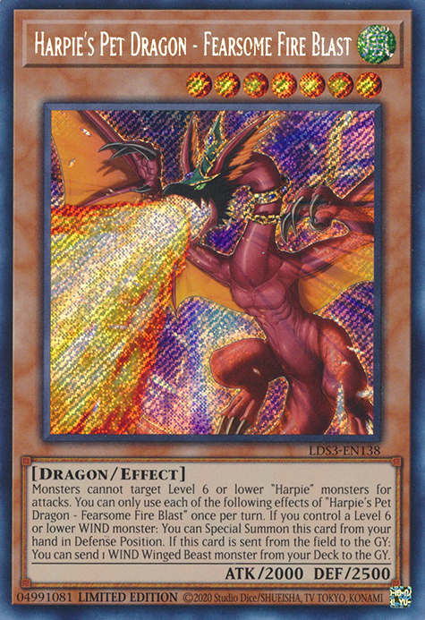 Harpie's Pet Dragon - Fearsome Fire Blast [LDS3-EN138] Secret Rare | Odin's Place