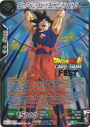 Son Goku, Spirit Bomb Unleashed (Card Game Fest 2022) (BT14-071) [Tournament Promotion Cards] | Odin's Place