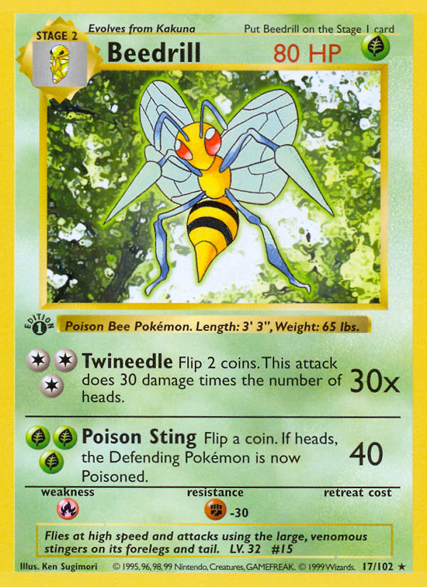 Beedrill (17/102) (Shadowless) [Base Set 1st Edition] | Odin's Place