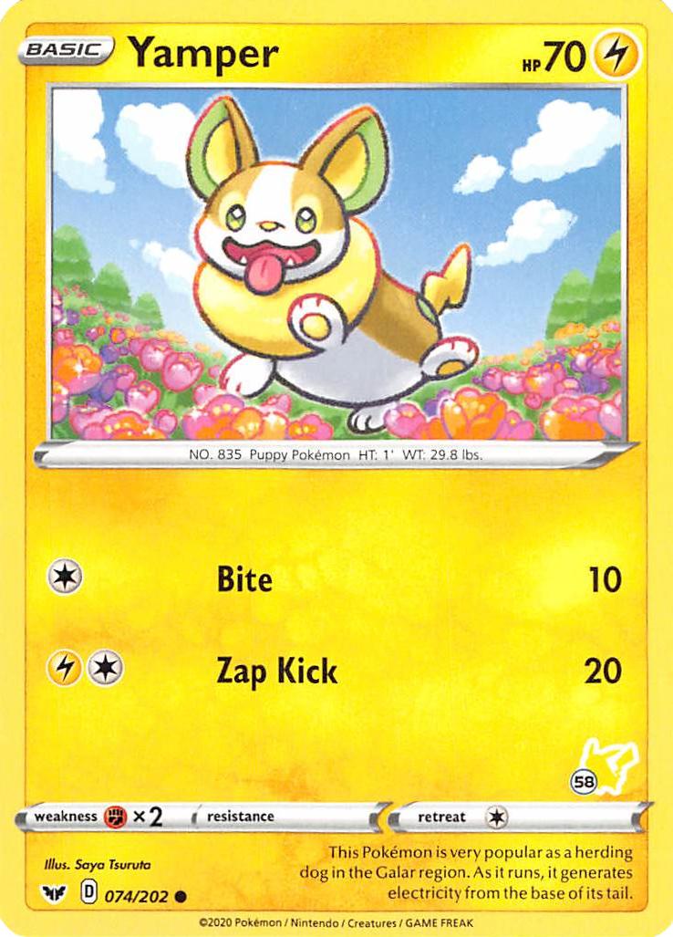 Yamper (074/202) (Pikachu Stamp #58) [Battle Academy 2022] | Odin's Place