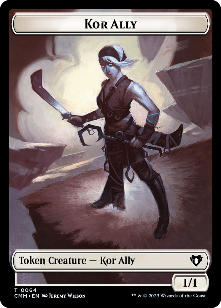 Dragon // Kor Ally Double-Sided Token [Commander Masters Tokens] | Odin's Place