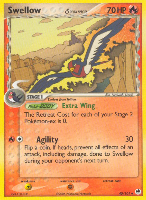 Swellow (40/101) (Delta Species) [EX: Dragon Frontiers] | Odin's Place