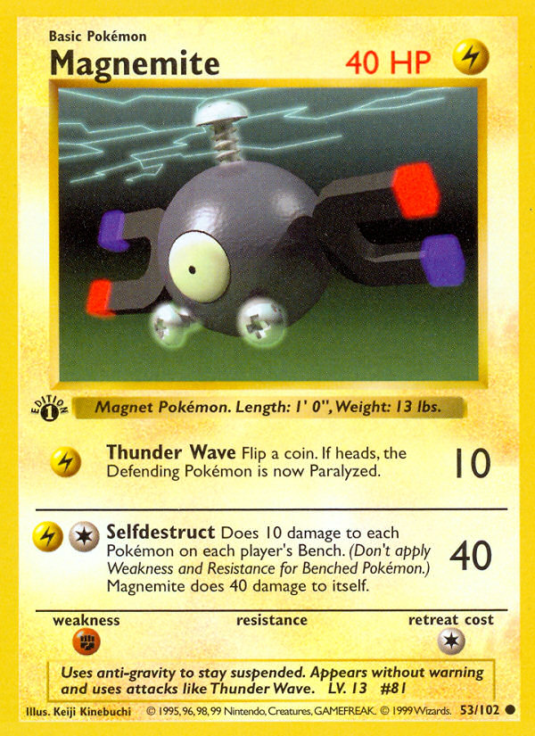 Magnemite (53/102) (Shadowless) [Base Set 1st Edition] | Odin's Place