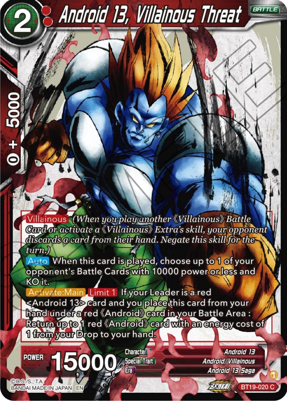 Android 13, Villainous Threat (BT19-020) [Fighter's Ambition] | Odin's Place