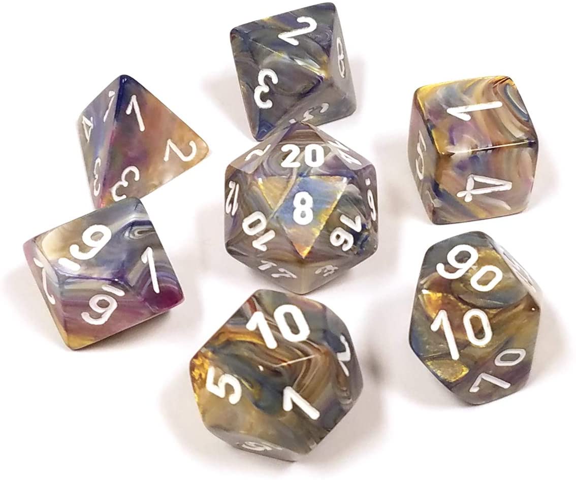 Chessex Carousel with White Poly 7 Set | Odin's Place