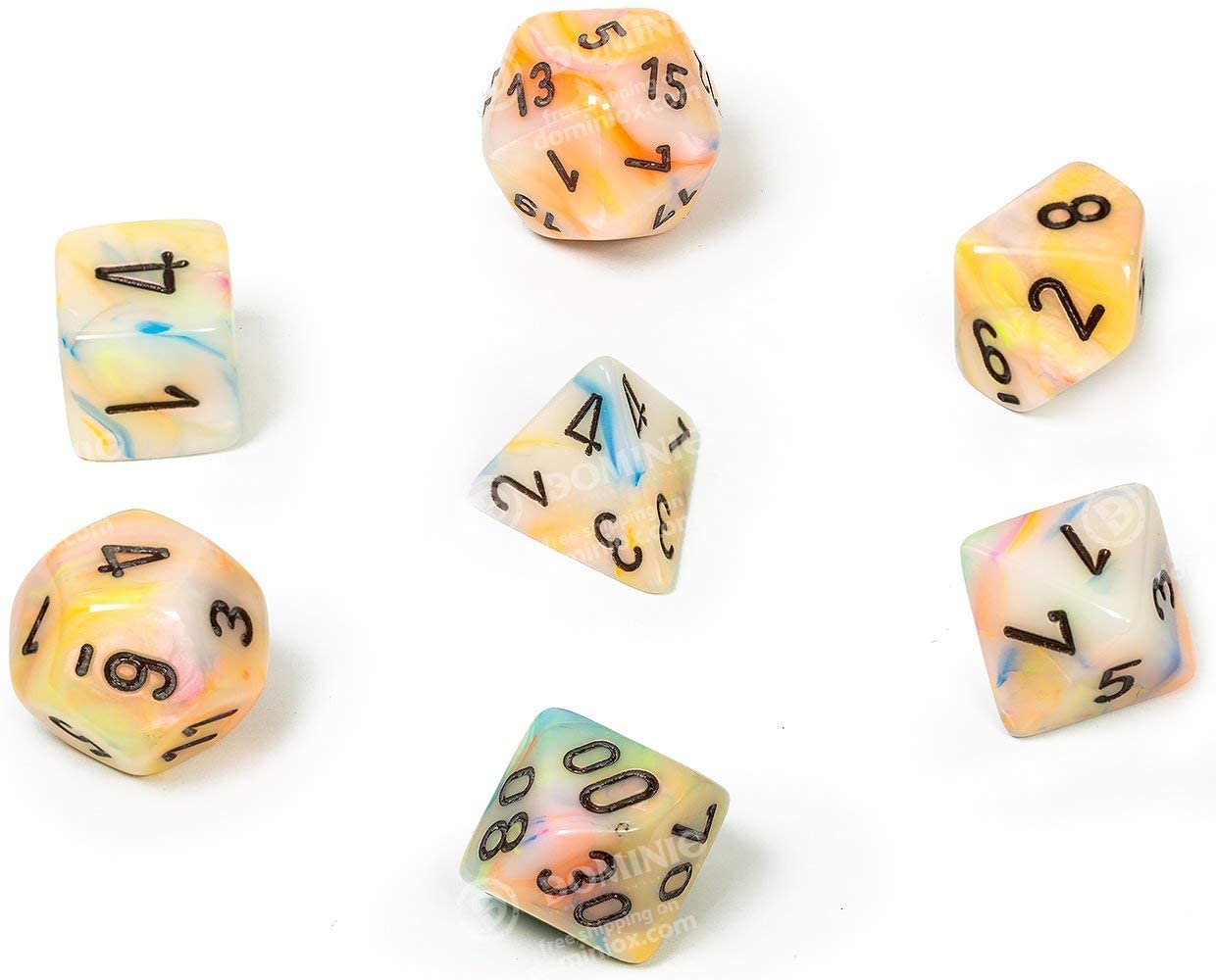 Chessex Festive Circus with Black Poly 7 Set | Odin's Place