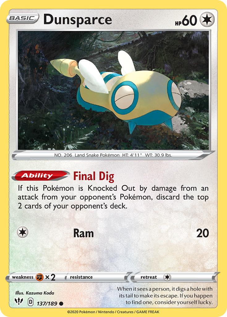 Dunsparce (137/189) [Sword & Shield: Darkness Ablaze] | Odin's Place