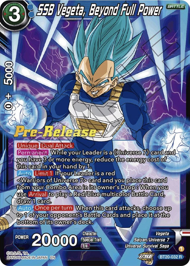SSB Vegeta, Beyond Full Power (BT20-032) [Power Absorbed Prerelease Promos] | Odin's Place
