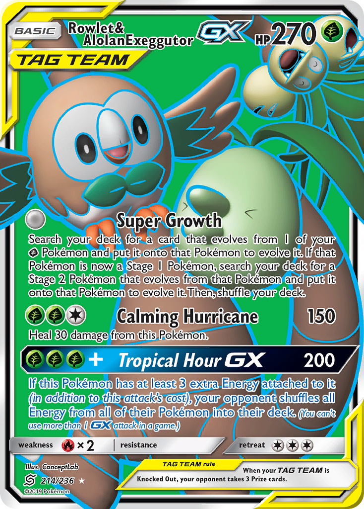Rowlet & Alolan Exeggutor GX (214/236) [Sun & Moon: Unified Minds] | Odin's Place