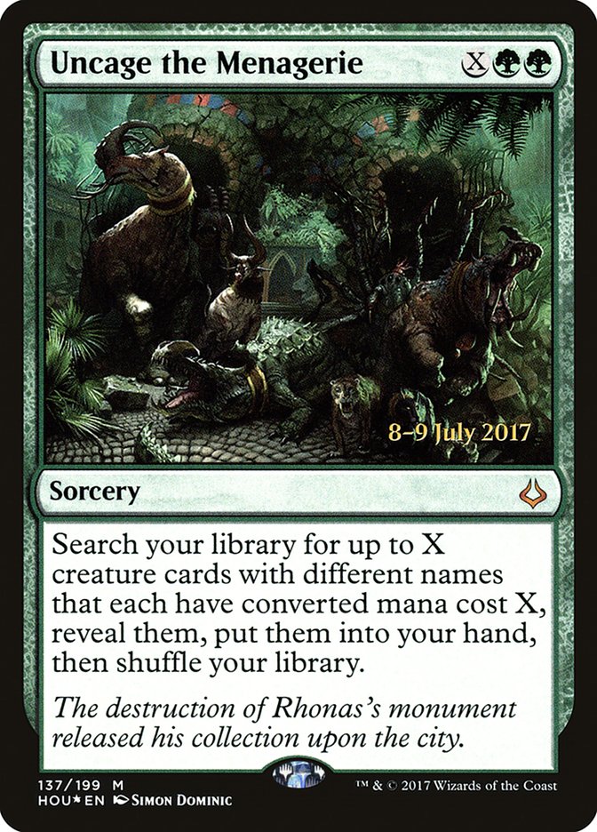 Uncage the Menagerie (137) [Hour of Devastation Prerelease Promos] | Odin's Place