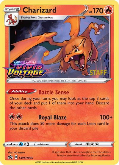 Charizard (SWSH066) (Staff Prerelease Promo) [Sword & Shield: Black Star Promos] | Odin's Place