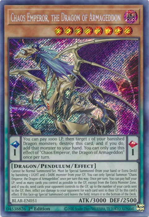 Chaos Emperor, the Dragon of Armageddon [BLAR-EN051] Secret Rare | Odin's Place