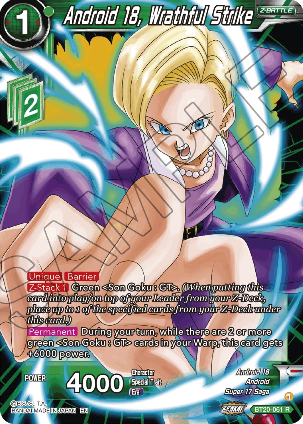 Android 18, Wrathful Strike (BT20-061) [Power Absorbed] | Odin's Place