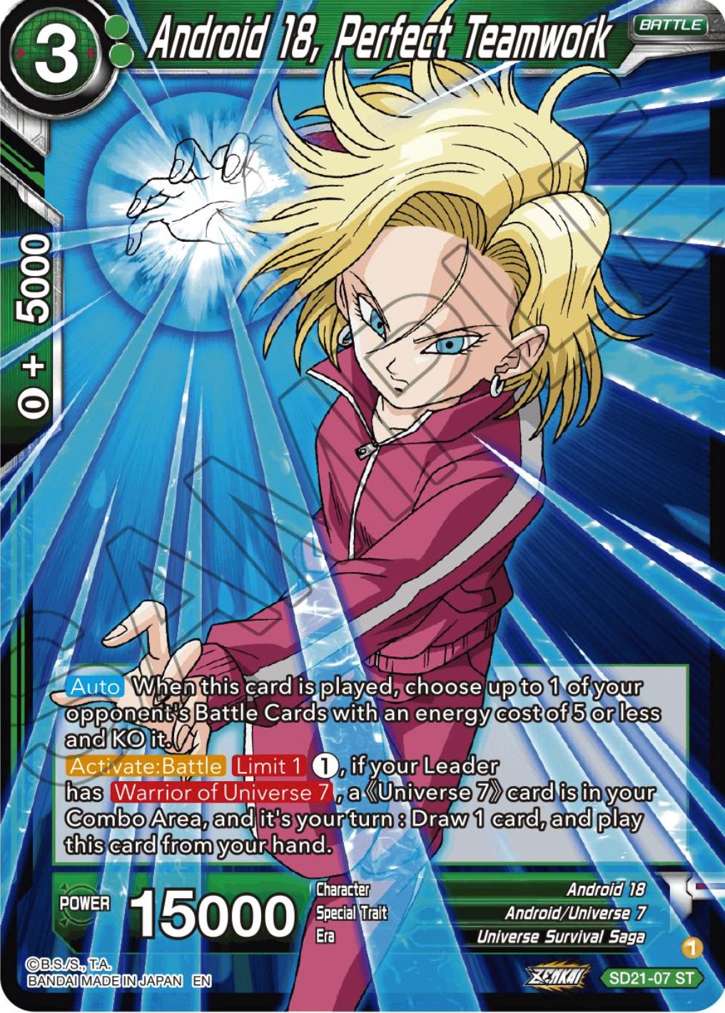Android 18, Perfect Teamwork (Starter Deck Exclusive) (SD21-07) [Power Absorbed] | Odin's Place