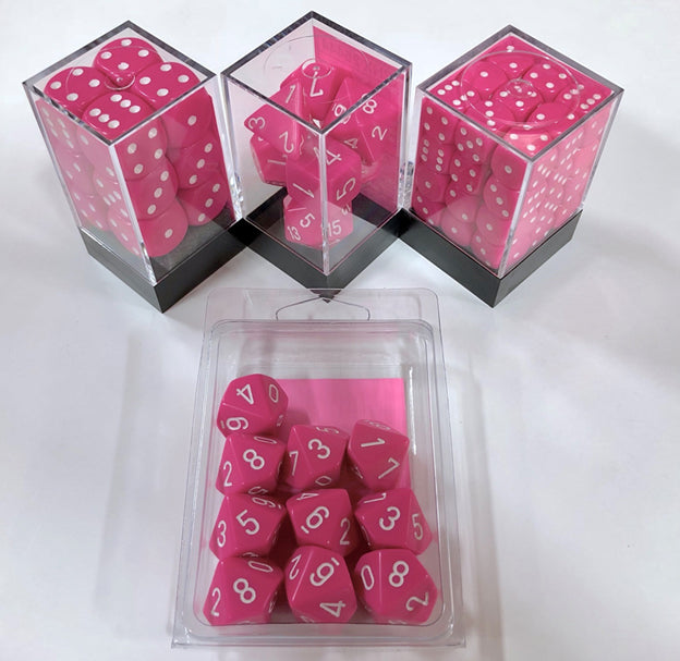Chessex Opaque 12mm D6 Pink/White 36 ct | Odin's Place