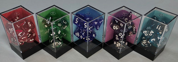 Chessex Translucent Poly Purple/White Poly 7 Set Revised | Odin's Place
