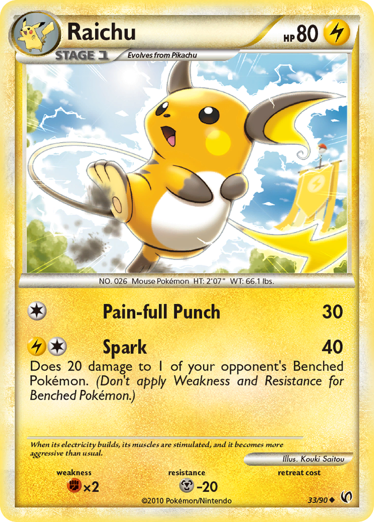 Raichu (33/90) [HeartGold & SoulSilver: Undaunted] | Odin's Place