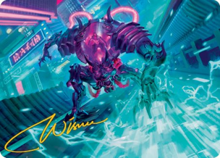 Surgehacker Mech Art Card (Gold-Stamped Signature) [Kamigawa: Neon Dynasty Art Series] | Odin's Place