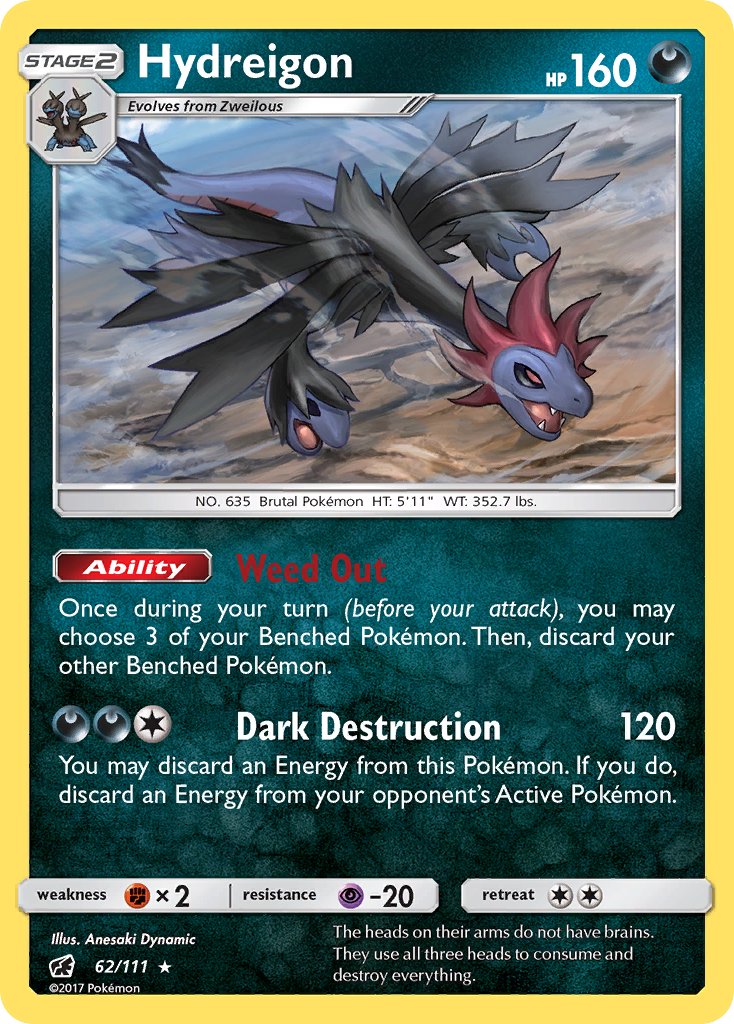 Hydreigon (62/111) (Cracked Ice Holo) (Theme Deck Exclusive) [Sun & Moon: Crimson Invasion] | Odin's Place