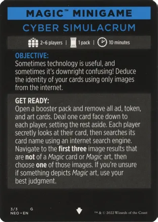 Cyber Simulacrum (Magic Minigame) [Kamigawa: Neon Dynasty Minigame] | Odin's Place