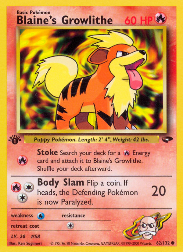 Blaine's Growlithe (62/132) [Gym Challenge 1st Edition] | Odin's Place