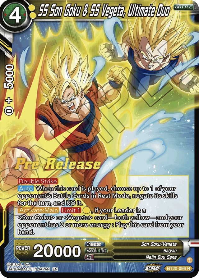 SS Son Goku & SS Vegeta, Ultimate Duo (BT20-096) [Power Absorbed Prerelease Promos] | Odin's Place