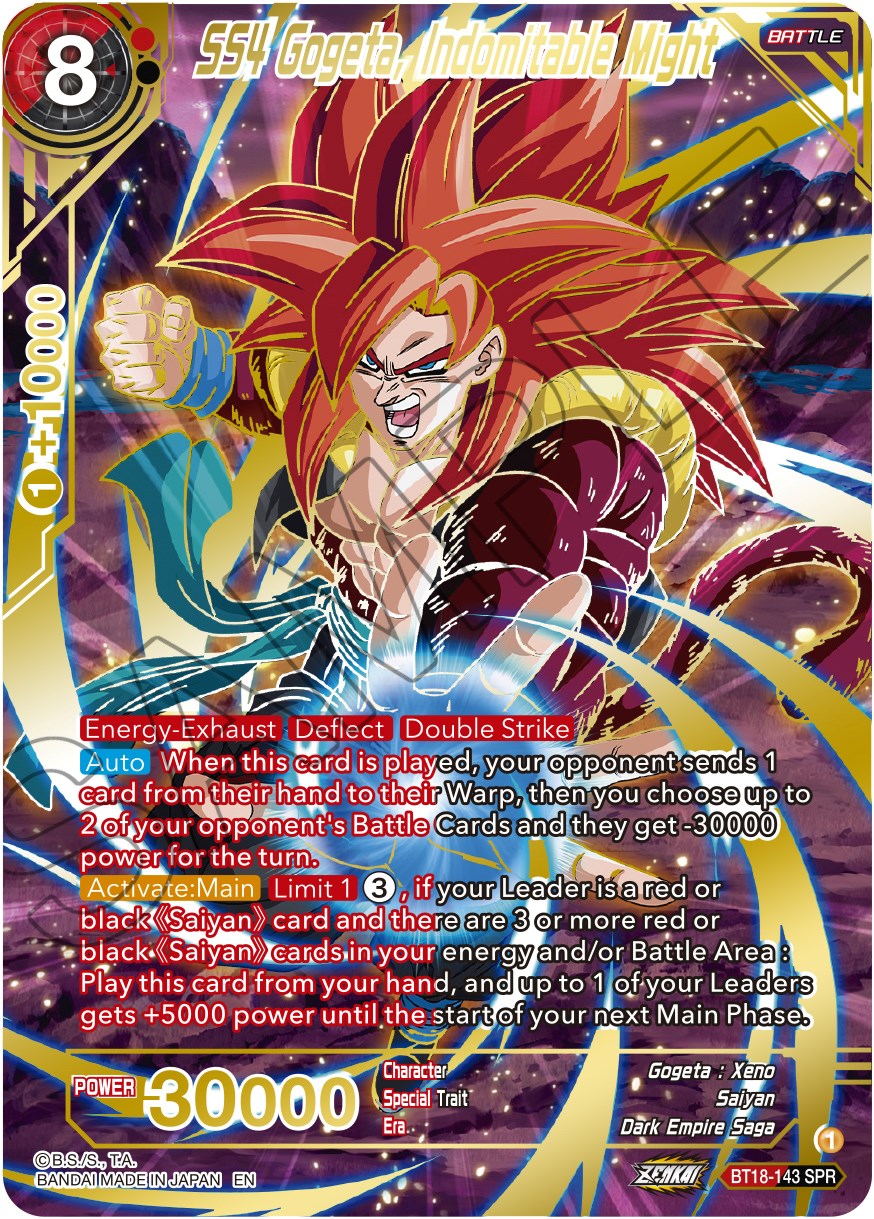 SS4 Gogeta, Indomitable Might (SPR) (BT18-143) [Dawn of the Z-Legends] | Odin's Place