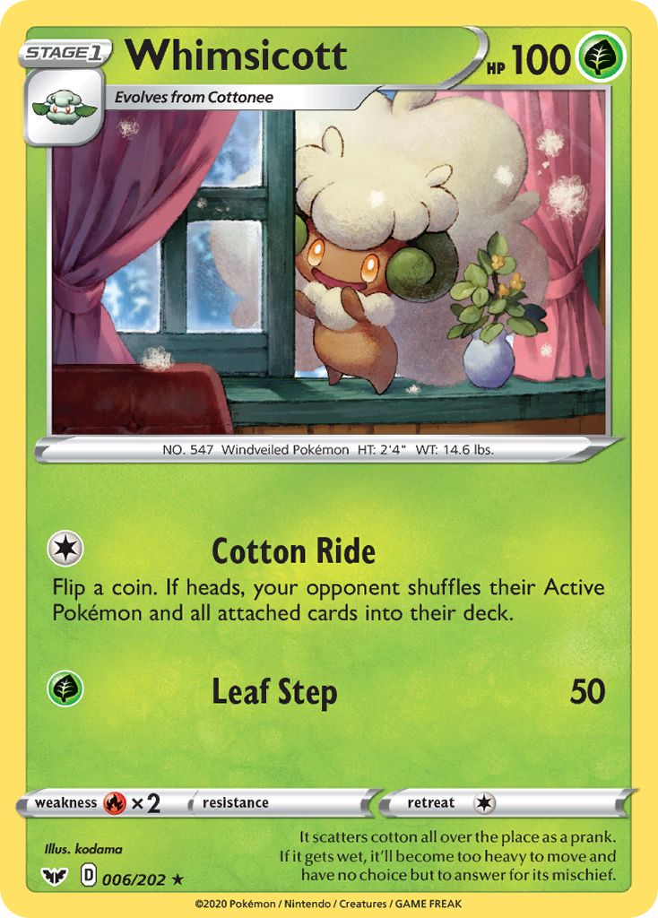 Whimsicott (006/202) [Sword & Shield: Base Set] | Odin's Place